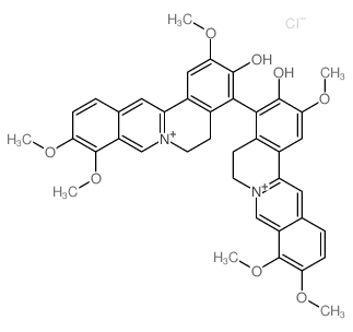 4,4'-Bidibenzo[a,g]quinolizinium,5,5',6,6'-tetrahydro-3,3'-dihydroxy-2,2',9,9',10,10'-hexamethoxy-, dichloride(9CI) picture