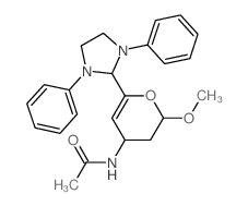 N-[2-(1,3-diphenylimidazolidin-2-yl)-6-methoxy-5,6-dihydro-4H-pyran-4-yl]acetamide structure