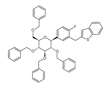 (1S)-1,5-anhydro-1-[3-(1-benzothiophen-2-ylmethyl)-4-fluorophenyl]-2,3,4,6-tetra-O-benzyl-D-glucitol Structure