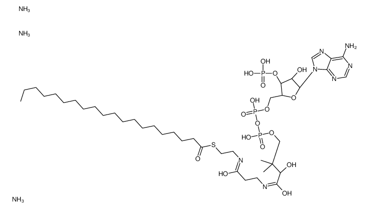triazanium,[(2R,3R,5R)-5-(6-aminopurin-9-yl)-4-hydroxy-2-[[[[(3R)-3-hydroxy-4-[[3-(2-icosanoylsulfanylethylamino)-3-oxopropyl]amino]-2,2-dimethyl-4-oxobutoxy]-oxidophosphoryl]oxy-oxidophosphoryl]oxymethyl]oxolan-3-yl] hydrogen phosphate Structure