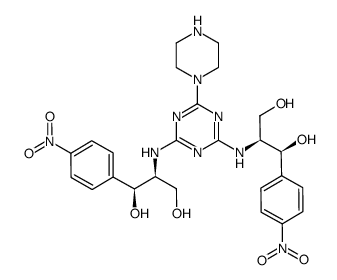 1-{4,6-bis[(1S,2S)-1,3-dihydroxy-1-(4-nitrophenyl)prop-2-ylamino]-s-triazin-2-yl}piperazine Structure