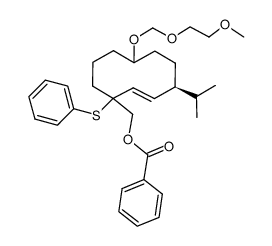 ((4S,E)-4-isopropyl-7-((2-methoxyethoxy)methoxy)-1-(phenylthio)cyclodec-2-en-1-yl)methyl benzoate结构式