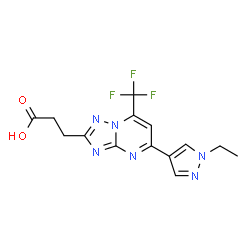 3-[5-(1-Ethylpyrazol-4-yl)-7-(trifluoromethyl)-[1,2,4]triazolo[1,5-a]pyrimidin-2-yl]propanoic acid Structure