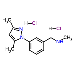 1-[3-(3,5-Dimethyl-1H-pyrazol-1-yl)phenyl]-N-methylmethanamine dihydrochloride结构式