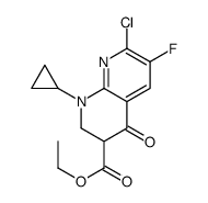 ethyl 7-chloro-1-cyclopropyl-6-fluoro-4-oxo-2,3-dihydro-1,8-naphthyridine-3-carboxylate结构式