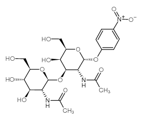2-乙酰氧基-3-O-(2-乙酰氧基-2-脱氧-B-D-吡喃糖苷)-2-脱氧-A-D-半乳糖苷-4-硝基苯酯结构式