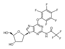 2-N-trifluoroacetamido-6-pentafluorophenoxy-9-(2-deoxy-β-D-erythro-pentofuranosyl)purine Structure