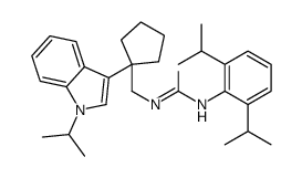 1-[2,6-di(propan-2-yl)phenyl]-3-[[1-(1-propan-2-ylindol-3-yl)cyclopentyl]methyl]urea结构式