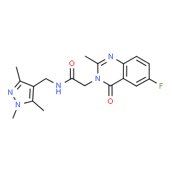 2-(6-fluoro-2-methyl-4-oxoquinazolin-3(4H)-yl)-N-[(1,3,5-trimethyl-1H-pyrazol-4-yl)methyl]acetamide结构式
