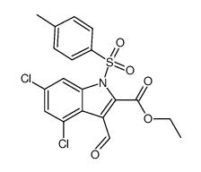 4,6-dichloro-3-formyl-1-(toluene-4-sulfonyl)-1H-indole-2-carboxylic acid ethyl ester Structure
