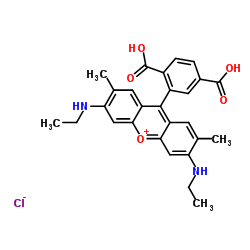 9-(2,5-Dicarboxyphenyl)-3,6-bis(ethylamino)-2,7-dimethylxanthenium chloride结构式