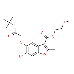 2-methoxyethyl 6-bromo-5-(2-(tert-butoxy)-2-oxoethoxy)-2-methylbenzofuran-3-carboxylate结构式