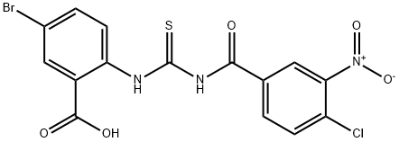 5-bromo-2-[[[(4-chloro-3-nitrobenzoyl)amino]thioxomethyl]amino]-benzoic acid结构式