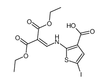 2-(2,2-bisethoxycarbonyl)-vinylamino-5-iodothiophene-3-carboxylic acid结构式