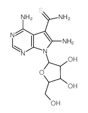 5,8-diamino-9-[3,4-dihydroxy-5-(hydroxymethyl)oxolan-2-yl]-2,4,9-triazabicyclo[4.3.0]nona-1,3,5,7-tetraene-7-carbothioamide结构式