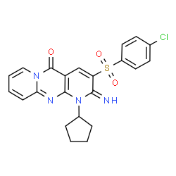 3-[(4-chlorophenyl)sulfonyl]-1-cyclopentyl-2-imino-1,2-dihydro-5H-dipyrido[1,2-a:2,3-d]pyrimidin-5-one结构式