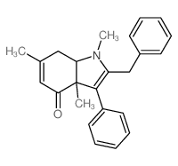 4H-Indol-4-one,1,3a,7,7a-tetrahydro-1,3a,6-trimethyl-3-phenyl-2-(phenylmethyl)-结构式
