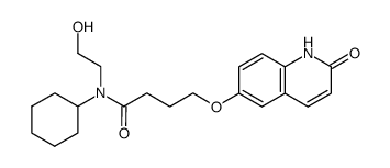 N-cyclohexyl-N-(2-hydroxyethyl)-4-(1,2-dihydro-2-oxo-6-quinolyloxy)butyramide结构式