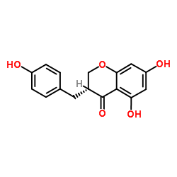 (3R)-2,3-Dihydro-5,7-dihydroxy-3-[(4-hydroxyphenyl)methyl]-4H-1-benzopyran-4-one结构式