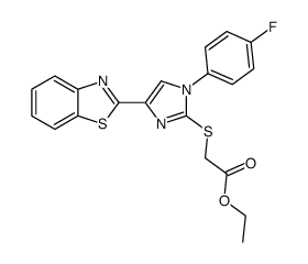 ethyl 2-((4-(benzo[d]thiazol-2-yl)-1-(4-fluorophenyl)-1H-imidazol-2-yl)thio)acetate结构式