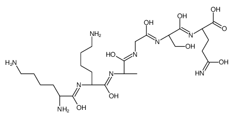 (2S)-5-amino-2-[[(2S)-2-[[2-[[(2S)-2-[[(2S)-6-amino-2-[[(2S)-2,6-diaminohexanoyl]amino]hexanoyl]amino]propanoyl]amino]acetyl]amino]-3-hydroxypropanoyl]amino]-5-oxopentanoic acid Structure