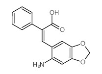 3-(6-aminobenzo[1,3]dioxol-5-yl)-2-phenyl-prop-2-enoic acid structure