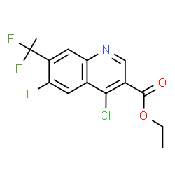 4-CHLORO-6-FLUORO-7-TRIFLUOROMETHYL-QUINOLINE-3-CARBOXYLIC ACID ETHYL ESTER结构式