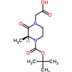 [(3S)-3-Methyl-4-{[(2-methyl-2-propanyl)oxy]carbonyl}-2-oxo-1-piperazinyl]acetic acid结构式