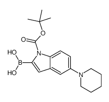 2-硼-5-(1-哌啶基)-1H-吲哚-1-羧酸-1-(1,1-二甲基乙基)酯结构式