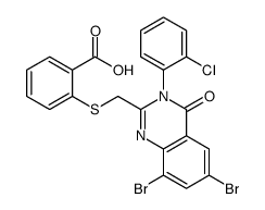 2-[[6,8-dibromo-3-(2-chlorophenyl)-4-oxoquinazolin-2-yl]methylsulfanyl]benzoic acid Structure