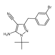 5-amino-3-(3-bromobenzyl)-1-(tert-butyl)-1H-pyrazole-4-carbonitrile结构式