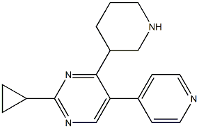 2-Cyclopropyl-4-(piperidin-3-yl)-5-(pyridin-4-yl)pyrimidine结构式