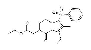 ethyl 1-benzenesulfonyl-3-ethyl-2-methyl-4-oxo-4,5,6,7-tetrahydro-5-indolylacetate结构式