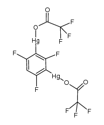 1,3-bis(trifluoroacetatomercuri)-2,4,6-trifluorobenzene结构式