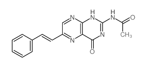 N-[4-oxo-6-(2-phenylethenyl)-1H-pteridin-2-yl]acetamide structure