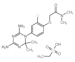 2-[2-chloro-4-(4,6-diamino-2,2-dimethyl-1,3,5-triazin-1-yl)phenoxy]-N,N-dimethyl-acetamide; ethanesulfonic acid结构式