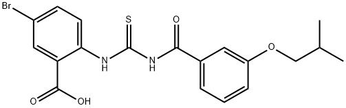5-bromo-2-[[[[3-(2-methylpropoxy)benzoyl]amino]thioxomethyl]amino]-benzoic acid结构式