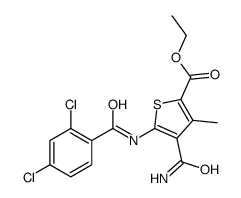 ethyl 4-carbamoyl-5-[(2,4-dichlorobenzoyl)amino]-3-methylthiophene-2-carboxylate结构式