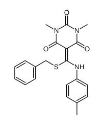 5-[benzylsulfanyl-(4-methylanilino)methylidene]-1,3-dimethyl-1,3-diazinane-2,4,6-trione Structure