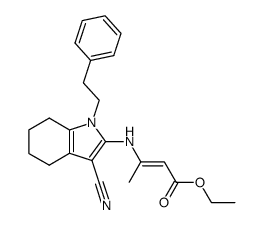 (E)-3-(3-Cyano-1-phenethyl-4,5,6,7-tetrahydro-1H-indol-2-ylamino)-but-2-enoic acid ethyl ester Structure