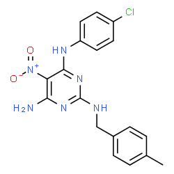 N~4~-(4-chlorophenyl)-N~2~-(4-methylbenzyl)-5-nitropyrimidine-2,4,6-triamine structure