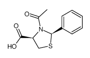 (2R,4R)-N-acetyl-2-phenyl-4-carboxy-1,3-thiazolidine结构式
