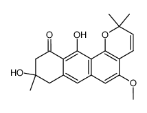 (+)-2,8,9,10-Tetrahydro-9,12-dihydroxy-5-methoxy-2,2,9-trimethyl-11H-anthra[1,2-b]pyran-11-one结构式