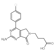 4-[3-amino-5-(4-chlorophenyl)-9-oxo-2,4,8-triazabicyclo[4.3.0]nona-1,3,5-trien-8-yl]butanoic acid结构式