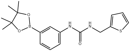 1-(3-(4,4,5,5-四甲基-1,3,2-二氧硼杂环戊烷-2-基)苯基)-3-(噻吩-2-基甲基)脲结构式