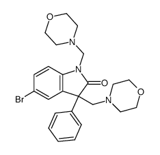 5-Bromo-1,3-bis-morpholin-4-ylmethyl-3-phenyl-1,3-dihydro-indol-2-one Structure