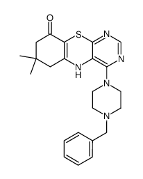4-(4-Benzyl-piperazin-1-yl)-6,6-dimethyl-6,7-dihydro-5H,10H-9-thia-1,3,10-triaza-anthracen-8-one结构式
