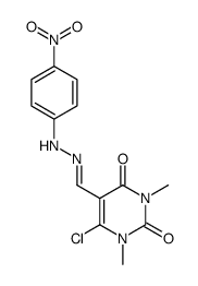 6-Chloro-1,3-dimethyl-5-[(4-nitro-phenyl)-hydrazonomethyl]-1H-pyrimidine-2,4-dione结构式