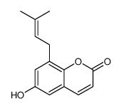 6-hydroxy-8-(3-methylbut-2-enyl)chromen-2-one结构式