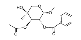 Methyl-3-O-acetyl-2-O-benzoyl-4-C-methyl-α-L-arabinopyranosid结构式